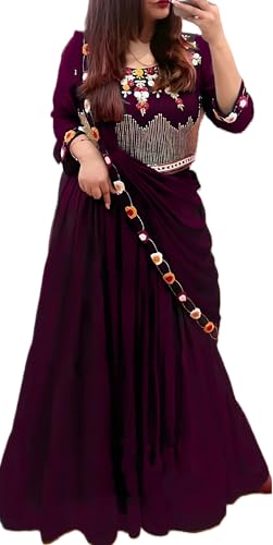 Image of Women's Sequins Thread Embroidered Georgette Semi Stitched Lehenga Choli With Dupatta (5124-Women-Lehenga-Choli-Latest)