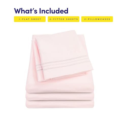 Image of 1500 Supreme Collection Extra Soft Split King Sheets Set, Pale Pink - Luxury Bed Sheets Set with Deep Pocket Wrinkle Free Bedding, Over 40 Colors, Split King Size, Pale Pink