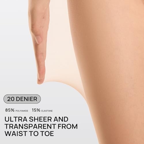 MANZI 2 Pairs Sheer Tights for Women T-Crotch Ultra Thin 20D Reinforced Pantyhose High Waist Stockings2