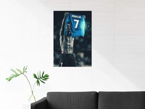 Divine Designs™ PVC Vinyl Self-Adhesive Cristiano 7 Ronaldo 300 GSM Poster for Living Room, Bedroom, Office Wall Decoration (20 X 9.4 INCH) Pack 1