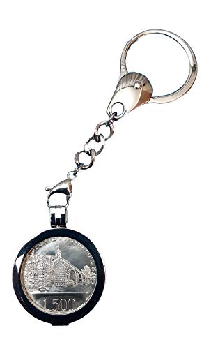 Moneta lire de plata en llavero joya de hombre edificación de Ponte Milvio 1991 coleccionismo