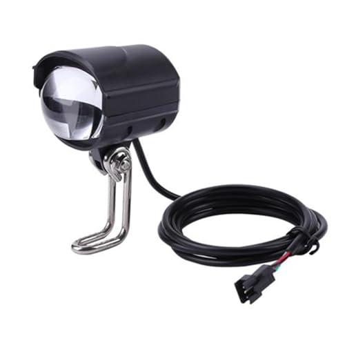 Ebike Headlight, 36V‑48V Waterproof Electric Bike Front Light, 3 Pin SM Connector with 75‑100db Loud Horn for Night Riding Ebike Bicycle Scooter Cycling Light LED, Safe & Bright & Easy Installation