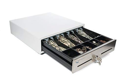 Certus Global Manual Push Open Cash Drawer With Ringing Bell, 4 Bills/5 Coins 13" Inches Wide (Crisp White) #TOP7