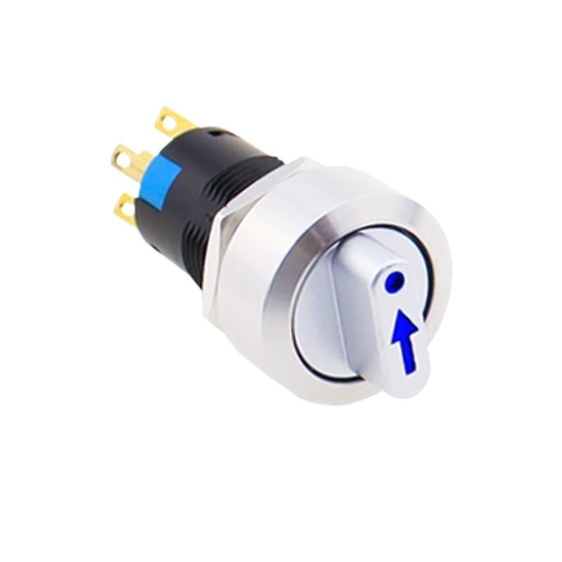 Bouton rotatif 16mm pour panneau électrique commutateur LED bleu 24V SPDT