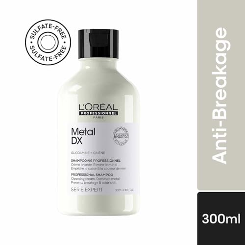 L'Oréal Professionnel Shampooing pour cheveux colorés et abîmés, couleurs durables et brillantes, série Expert, Metal DX Shampooing 300 ml