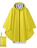 COOFANDY Lightweight Rain Poncho Reusable Waterproof Packable Rain Jacket Raincoats for Women Hiking Travel Mid Yellow