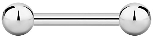 Forbidden Body Jewelry 16g 8mm Internally Threaded Surgical Steel Straight Barbell Body Piercing, 3mm Balls