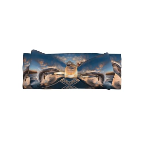 Jumping Dolphin Picture Baby Bow Headband - Super Stretchy Soft Bows Hair Accessories for Newborn Infant Toddlers Kids Girls - Elastic and Skin-Friendly