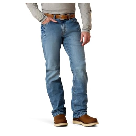 ARIAT Men s Rebar M4 Slim Fit Durastretch Straight Leg Jeans, Carbine, 36W x 32L US
