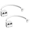 Goupchn Two Way Telephone Splitters RJ11 Male to Dual Female Cable 6P4C Telephone Wall Adaptor Separator White for Landline 2-Pack