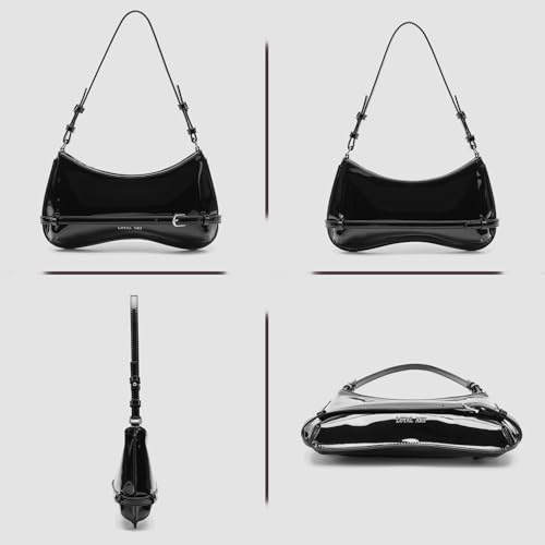 Trendy Shoulder Bag for Women, Small Under the Arm Purse Patent Leather Womens Purses and Handbags with Zipper Closure3