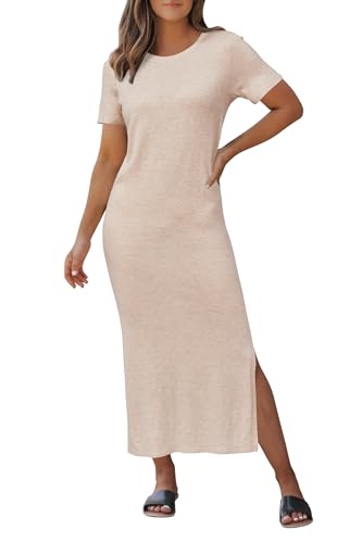 Image of Arach&Cloz Women's Wool Blend Lightweight Spring Casual T Shirts Maxi Dress 2026