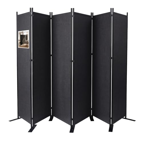 VOUNOT® Biombo Separador Plegable 6 Paneles Separador de Ambientes 340x30x164 cm Pantalla Privacidad Tela Poliéster y Marco Metal Divisor de Habitación para Hogar Oficina Dormitorio Interior Antracita