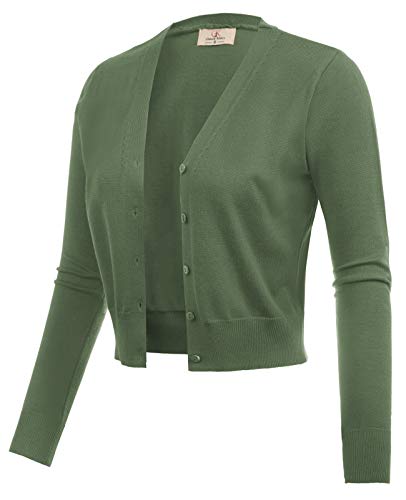 Women Open Front Bolero Shrug Jacket Cardigan Army Green Size 3XL CL2000-13
