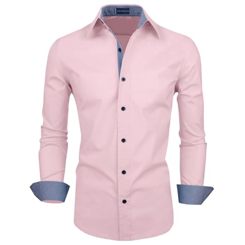 Image of Zombom Men's Solid Cotton Blend Regular Fit Full Sleeve Collared Neck Casual Shirt for Men