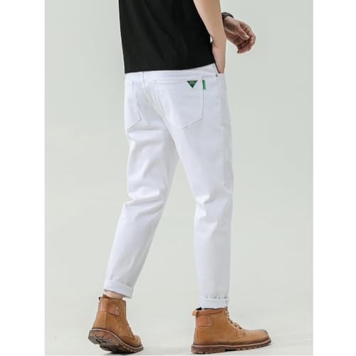 XYGJZ Men Skinny Slim Fit Casual Jeans White Stretch Straight Fashion Denim Pants3