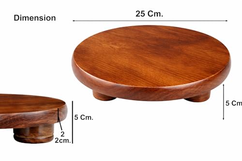 Image of Wooden Floral Design Rolling Board, Teak Wood Chakla Polpat for Roti, Chapati & Paratha Making, Durable Kitchen Chakla, 10 Inch