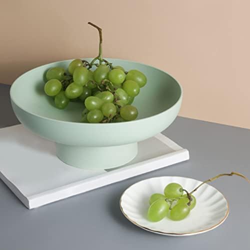 Liummrcy Footed Bowl Round Pedestal Bowl Decorative Fruit Dish Holder Dessert Display Stand,Round Fruit Bowl Drain Vegetable Basket Plastic Salad Serving Dish Snacks Tray with Base Green