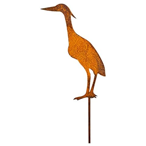 Blümelhuber - Patina garden decoration, heron lawn stake - garden stake rust heron suitable as a garden, patio and pond decoration - height 100 cm Cover