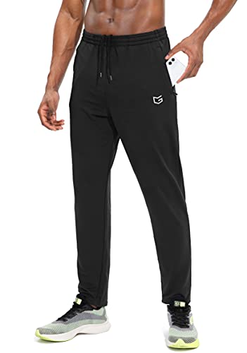 G Gradual Men s Sweatpants with Zipper Pockets Tapered Track Athletic Pants for Men Running, Exercise, Workout (Black, Medium)