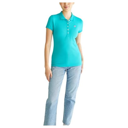 AEROPOSTALE Camisa polo feminina Aero Solid A87, Aqua Dream, P