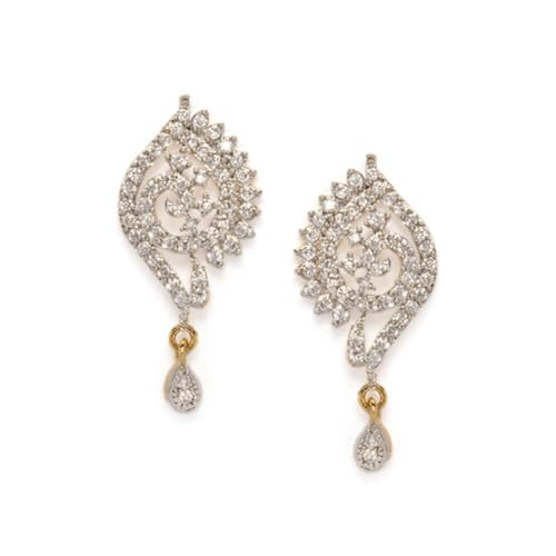 Image of Rubans Pendant Necklace Set American Diamond and Zirconia Gift Jewellery for Women & Girls
