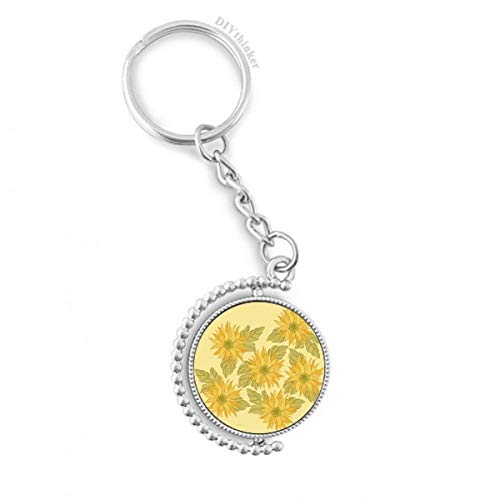 Porte-clé rotatif tournesol multicolore avec anneau de 1,2 x 3,5 pouces