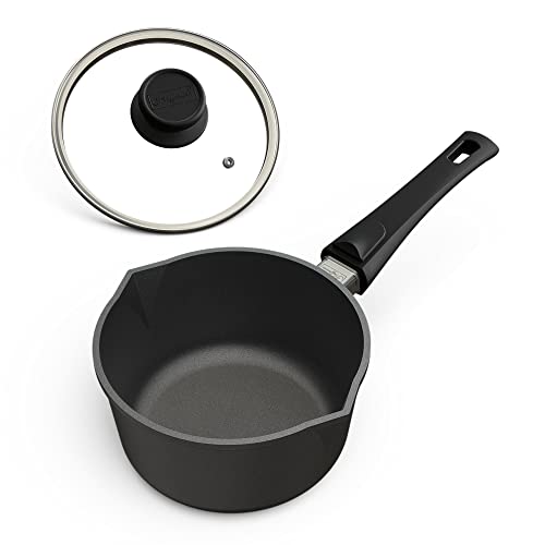 Hoffmann Kasserolle mit Stiel, Ausguß und Deckel Ø 18 cm I Milchtopf Antihaft beschichtet I...