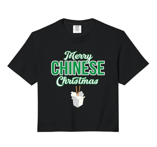 Merry Chinese Christmas Xmas Funny Restaurant Takeout Food Comfort Colors Crop Top