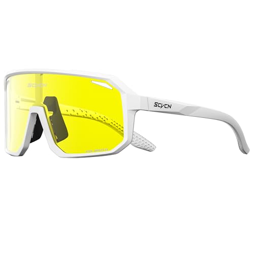 SCVCN Night Vision Driving Glasses Anti Glare Polarized Yellow Lens Women Men Goggles Sport Sunglass Bicycle MTB UV400 Protection Running Cycling Mountain Bike Baseball Biking BMX Fishing Running 505
