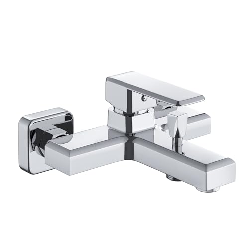 MORADO Monomando para Bañera,Grifo Monomando de Bañera,Montaje en Pared y Salida Inferior,Cromo,Forma Cuadrada