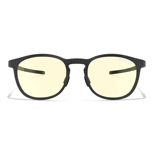 Image of ANYLUV Blue Light Glasses Men, Vintage Round Carbon Fiber Eyewear, Lightweight Mens Computer Gaming Glasses, Anti Eyestrain