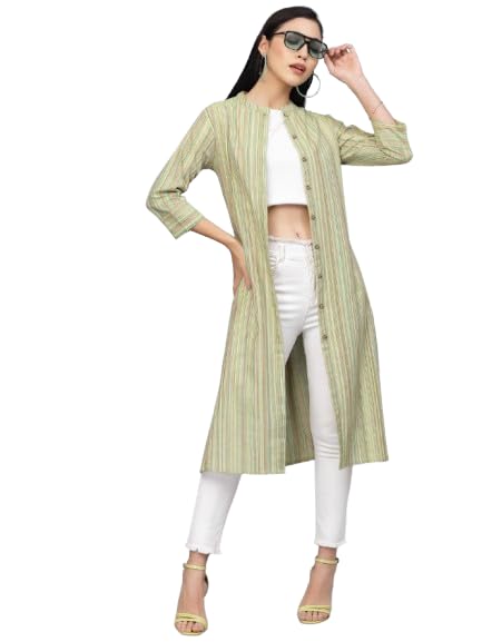 Cotton Blue Self Design Calf Length, A-Line Shrug-image-28