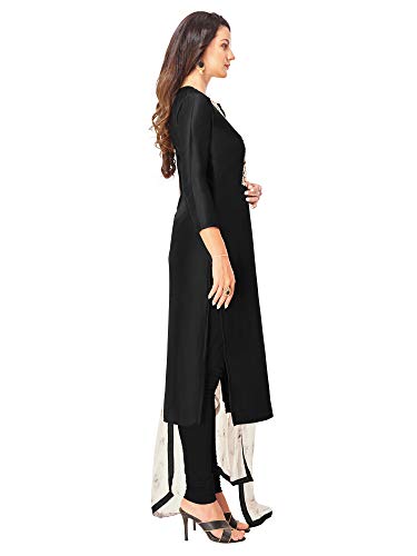 Image of AKHILAM Women's Chanderi Cotton Embroidered Unstitched Salwar Suit Material(Red 32DMK80 Parent)