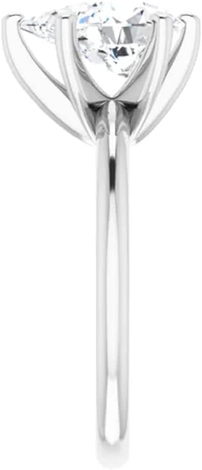 Moissanite Engagement Ring, 3 CT Pear Cut Stone, 10K White Gold, Size 3-12