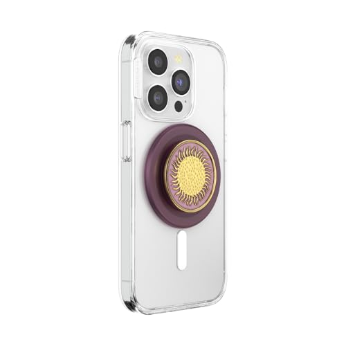 PopSockets Phone Grip for MagSafe with Kickstand, Magnetic Stand, Swappable Top, Secure Hold for iPhone MagSafe Cases, Phone & Tablet Grip - Enamel Sun Fire