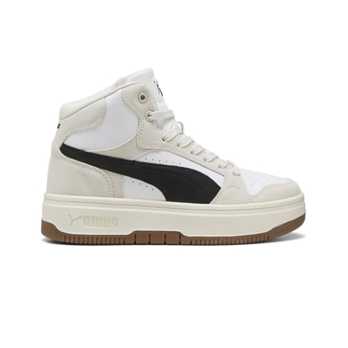 PUMA Womens Rebound Femme Mid Suede Platform Sneakers Shoes Casual - White