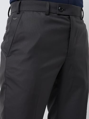 Image of Park Avenue Men's Smart Fit Mid Rise Solid Pattern Poly Viscose Blend Pleatless Formal Trouser