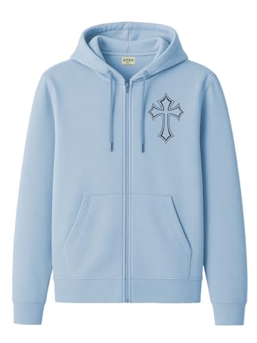 Image of ADRO Men's Regular Fit Zip-Up Hoodie for man | 320 GSM Cotton Poly Fleece Zipper Sweatshirt with Soft Fabric & Printed Hoodies