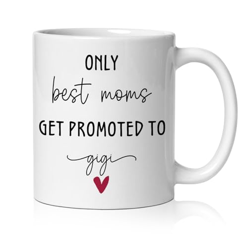 BEHIFL Gigi Gifts for Grandma Mug, Pregnancy Baby Announcement for Grandma Coffee Cup Ceramic, New Grandmother Gifts, Only Best Moms Get Promoted to Gigi Ceramic Coffee Tea Mug 11 oz