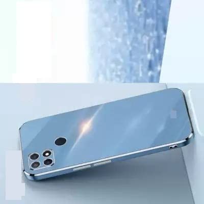 Image of Apurb Store for Oppo A15s Plating Square Gold Frame Phone Case Luxury Soft Silicone Back Cover (for Oppo A15s, Blue)