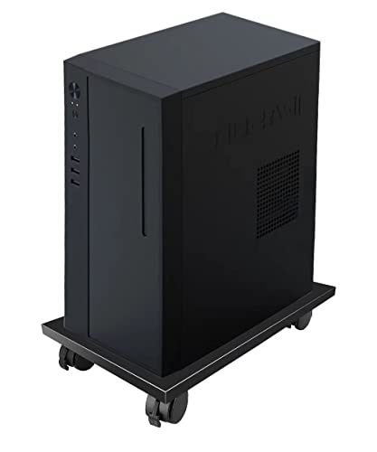 Support de Tour d'ordinateur, Support de CPU en Bois avec 4 roulettes pivotantes, Convient pour Le Support de CPU au Sol sous Le Bureau, Chariot Tour d'ordinateur en Bois pour la Plupart des PC Cover