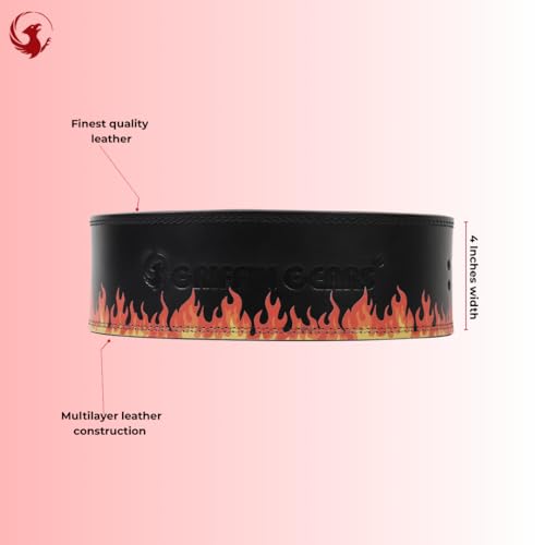Image of 10MM UV Print Designer Lever Gym Belt | Custom Powerlifting Belt | 100% Full Grain Genuine Leather | IPF Standard | Warm Fire Belt with Black Buckle | Size Small