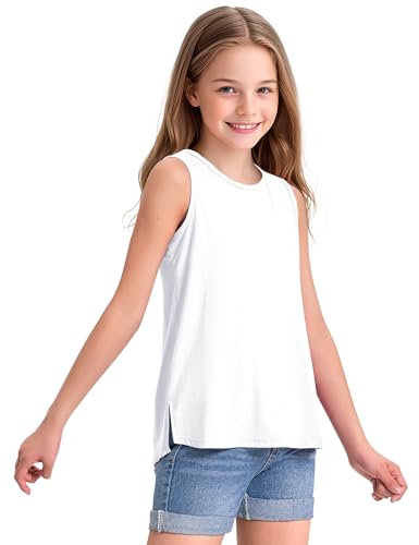 Image of KEREDA Girls Tank Tops Flowy Loose Fit Sleeveless Shirts Summer Tunic Tops