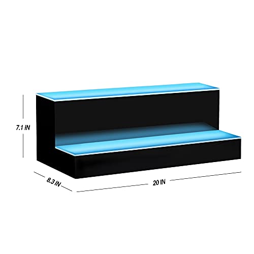 Image of MESAlLUP Acrylic 20 Inch 2 Tier LED Liquor Bottle Display Shelf, Lighted Bar Shelves with APP or Remote Control, Mulit Color Lighting for Home Mini Bars Decor, Restaurants & Party Use