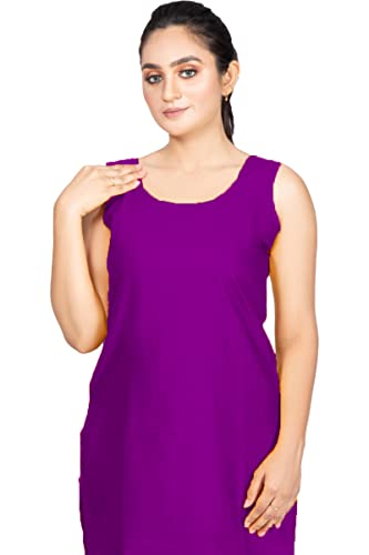 Image of Women's Cotton Long Camisole for Kurti /Suit Slip /Long Inner /Samij for Women Sameej /Knee Length Inner Wear /Sameez /Kurti Slip /Round Neck /Invisible