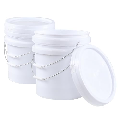 Joyeen 4-Pack 15 Liters White Food Grade Storage Buckets, Plastic Paint Pails with Lids