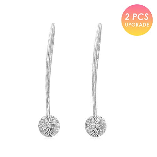 Remunkia Magnetic Curtain Holdbacks Drapery Tiebacks: 2Pack 16 Inch Tie Backs Holdback for Blackout Sheer Window Treatment, White, Upgrade - Image 2