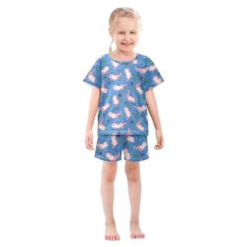 Cute Otter Pattern Summer Cute Pajama Sets, Short Sets for Daily Wears and Sleep Wears3
