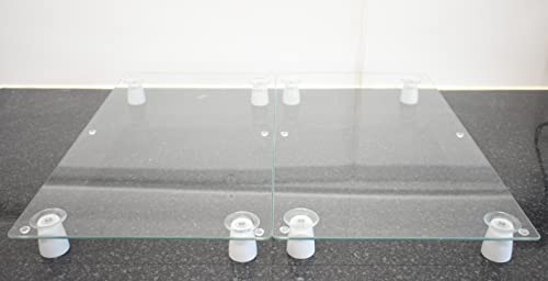 Deenz 30X52Cm Universal Hob Cover Plates Set of 2 Tempered Glass Worktop Saver Dishwasher Safe 4Mm Clear with 8X Feets All Types of Cookers